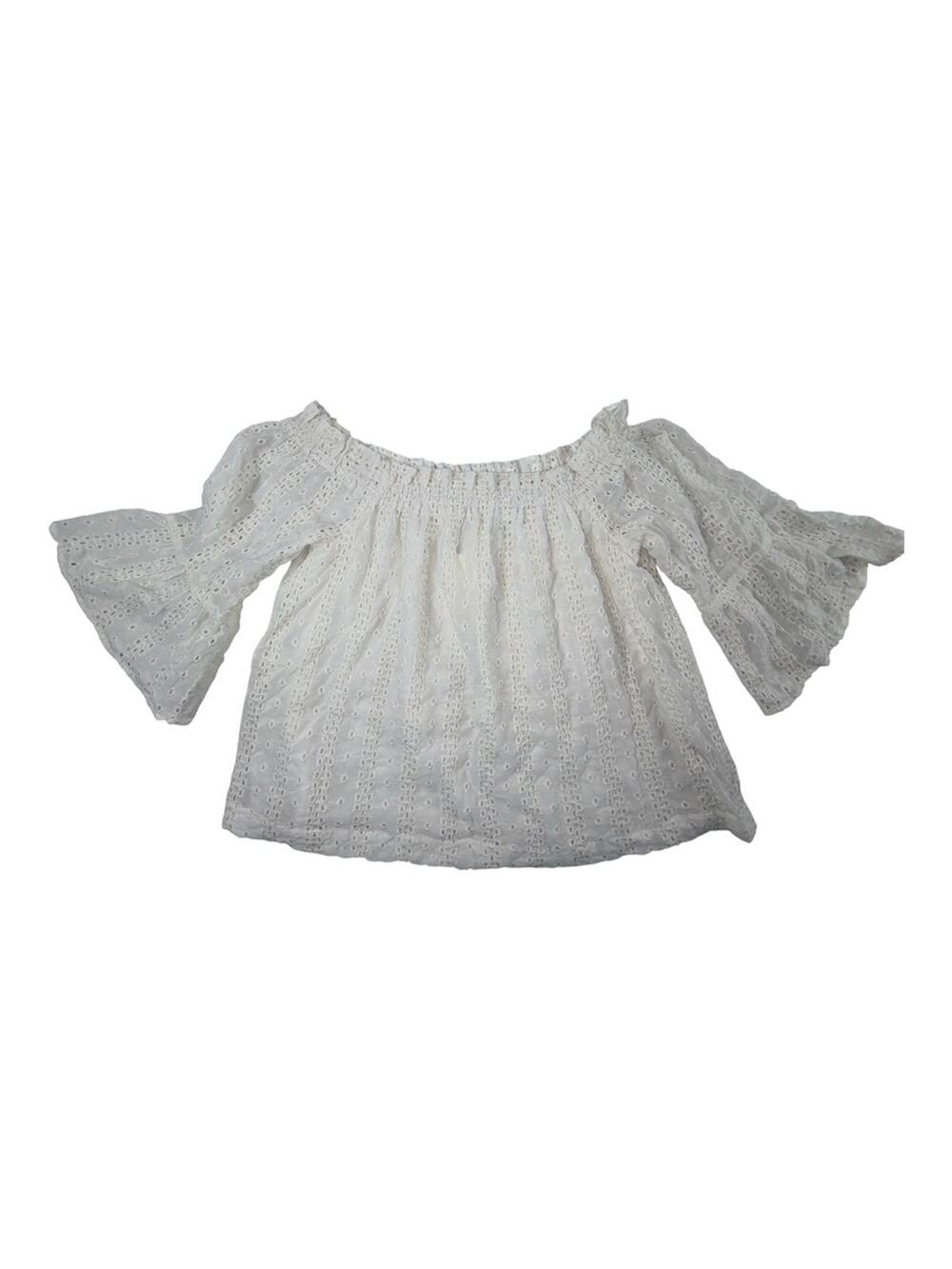 Anthropologie  Floreat Angelique Off the Shoulder Ivory Eyelet Top M NWT
